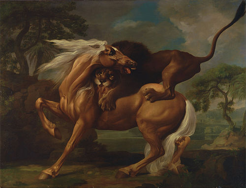 Cheval attaqué par un lion, 1762, George Stubbs