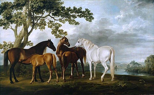 Juments et Poulains dans un paysage fluvial, 1765, George Stubbs