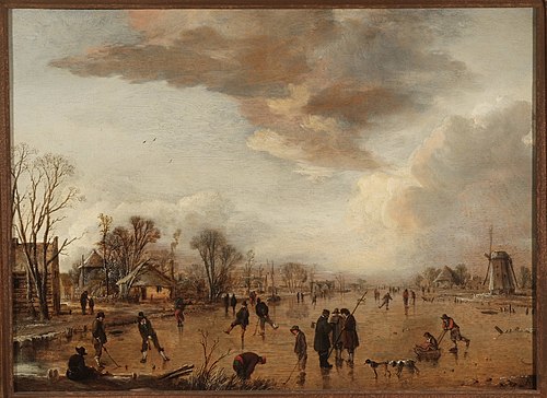 Winterlandschap., 1634, Aernout van der Neer