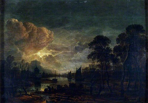 Moonlight Landscape with River, , Aernout van der Neer