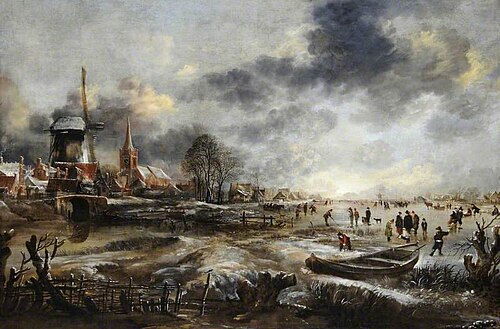 Frozen River Scene, 1650, Aernout van der Neer