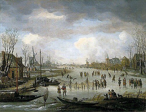 Skating on a Frozen River, 1660, Aernout van der Neer