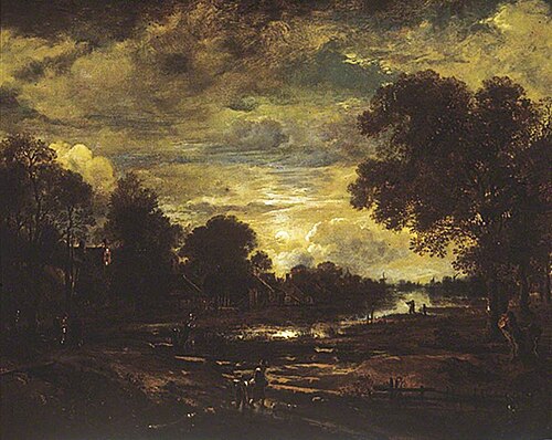Dutch Town on a River by Moonlight, , Aernout van der Neer