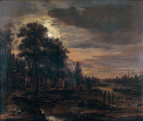 Moonlit Landscape with a River, , Aernout van der Neer
