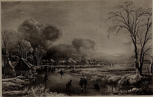 Winter landscape with frozen canal, 1670, Aernout van der Neer