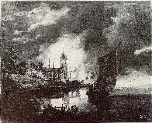 Burning Church, 1670, Aernout van der Neer