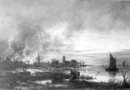 Fire in a town, 1670, Aernout van der Neer