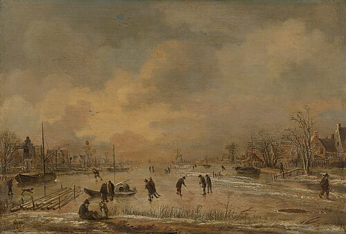 Paysage en hiver avec des maisons, 1635, Aernout van der Neer