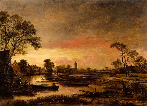 Paysage au coucher du soleil, 1640, Aernout van der Neer