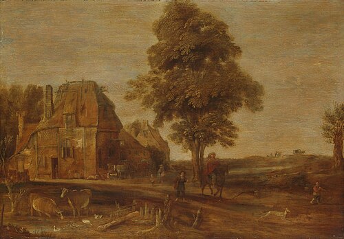 Landscape with watering place, 1639, Aernout van der Neer
