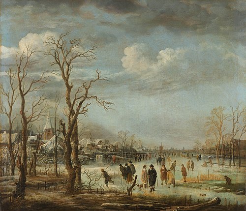 Vue sur la rivière en hiver, 1650, Aernout van der Neer