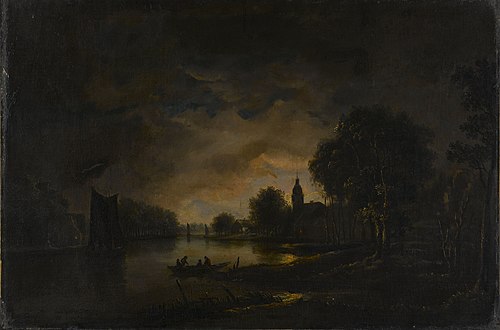 Vue sur la rivière au clair de lune, 1690, Aernout van der Neer