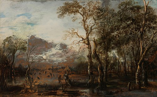 Paysage avec un chasseur, 1632, Aernout van der Neer