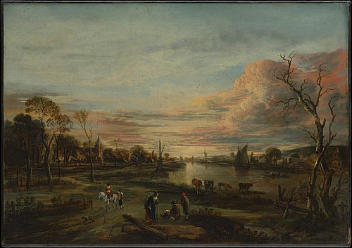 Landscape at Sunset, 1650, Aernout van der Neer