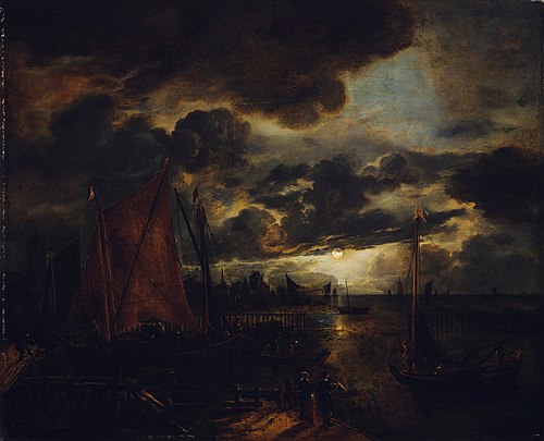 The river at moonlight, , Aernout van der Neer