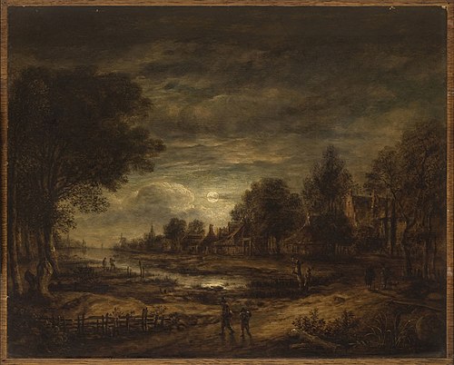 Moonlight on a Canal, 1660, Aernout van der Neer