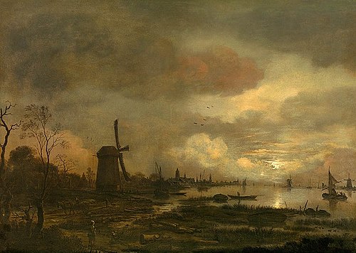 Landscape by moonlight, , Aernout van der Neer