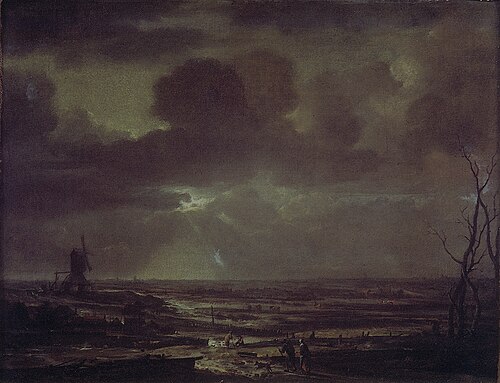 Een vergezicht bij maanlicht, 1651, Aernout van der Neer