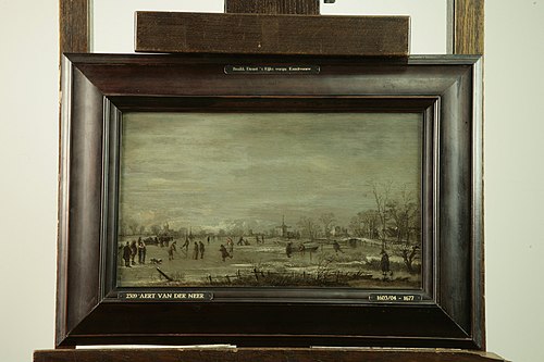 A Frozen River with Skaters, 1660, Aernout van der Neer