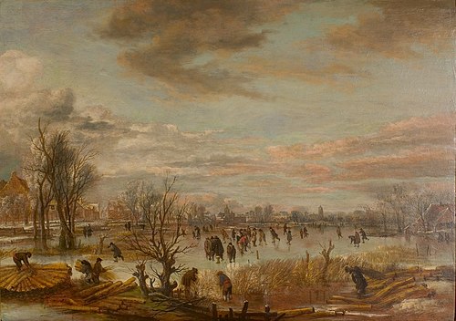 Winter Landscape with Reed Cutters, 1670, Aernout van der Neer