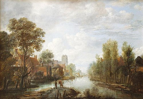 Landscape with waterway, 1650, Aernout van der Neer