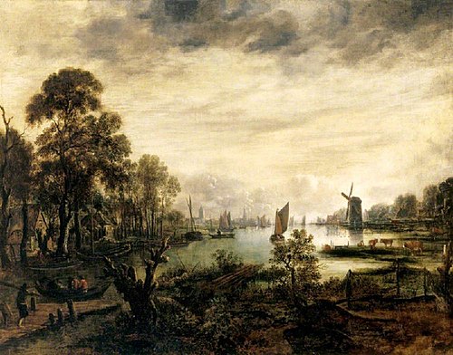Moonlit Riverscape, 1650, Aernout van der Neer