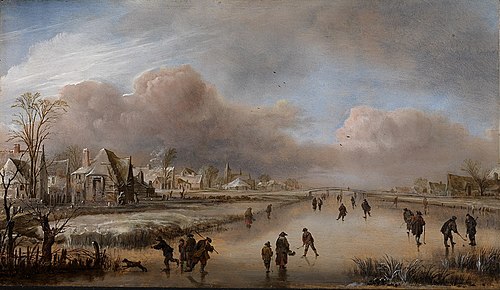 Skaters on a Canal, 1660, Aernout van der Neer