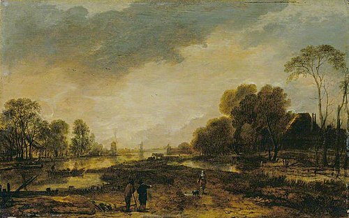 A River Scene: Evening, 1645, Aernout van der Neer
