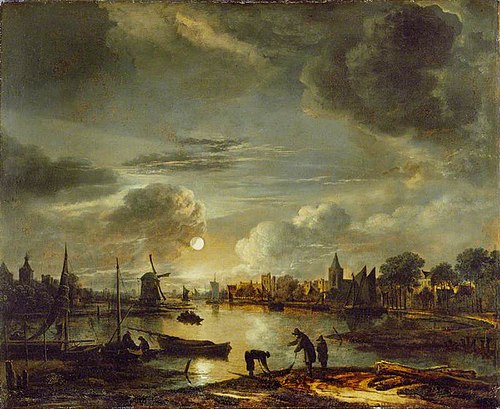 Canal Scene by Moonlight, 1648, Aernout van der Neer