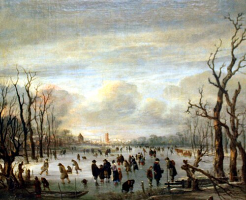 Winter Landscape with Ice Skaters, 1655, Aernout van der Neer