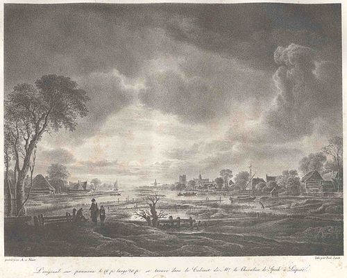 Moonlight Landscape with Broad River, 1665, Aernout van der Neer