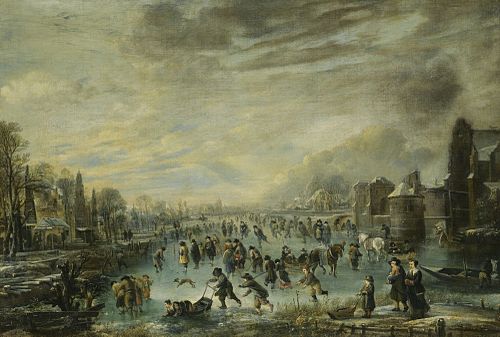 Winter Landscape with Skaters,, 1665, Aernout van der Neer
