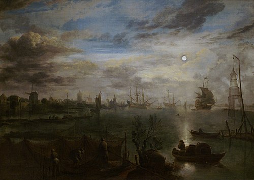 Harbor by Moonlight, 1665, Aert van der Neer