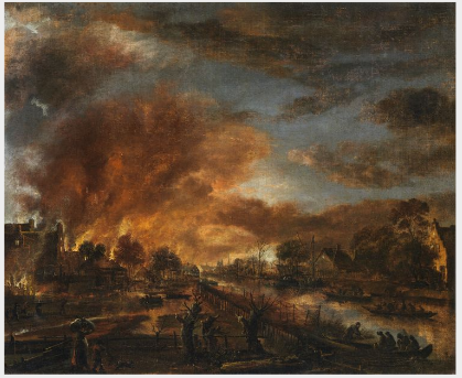A Riverside Town on Fire, , Aernout van der Neer