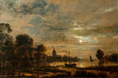 Moonlight and River Scene, 1665, Aernout van der Neer