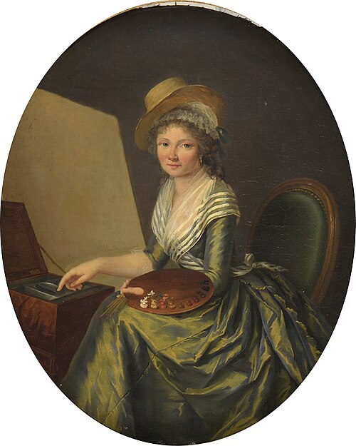 Autoportrait au chapeau de paille et à la palette, 1795, Marie-Élisabeth Gabiou