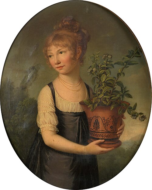 Portrait présumé de Madame Larsonnier, née Edmée Gabiou, soeur de Rosalie Ferry, en petite fille ave, 1800, Marie-Élisabeth Gabiou