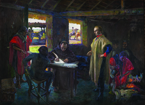 Artigas dictando órdenes a su secretario José Monterroso en Purificación, 1919, Pedro Blanes Viale