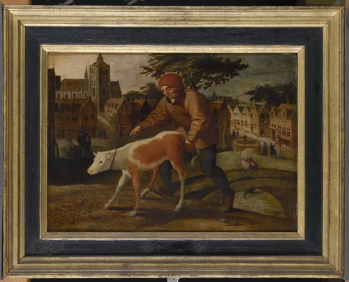 Boer die een kalf drijft, 1587, Monogrammist P.B.