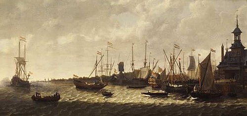 Aankomst van een voornaam gezelschap in Rotterdam, 1660, Lieve Verschuier