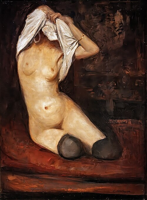Femme se déshabillant, 1922, Lino Selvatico