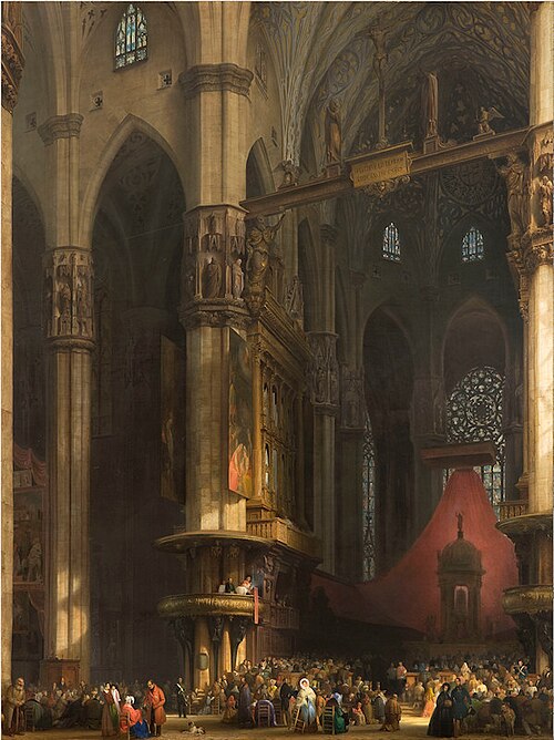 The Interior of the Milan Cathedral, 1840, Luigi Bisi