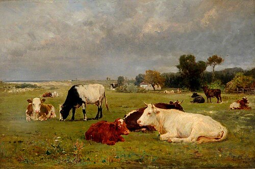 Landscape with Cattle, 1873, Luigi Chialiva