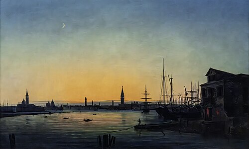 Vue nocturne de Venise depuis les jardins, 1854, Luigi Querena