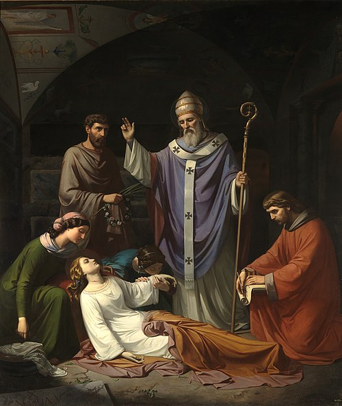 Entierro de Santa Cecilia en las catacumbas de Roma, 1852, Luis de Madrazo