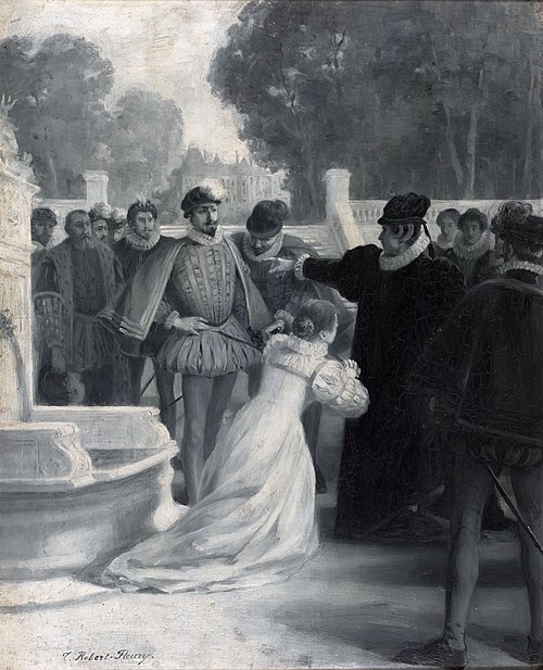 Amy Robsart au pied de la reine, 1890, Tony Robert-Fleury