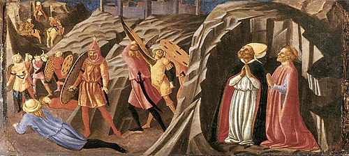 Saint Juste et Slaint Clément priant pour la délivrance des Vandales, 1450, Maître de la Nativité de Caste