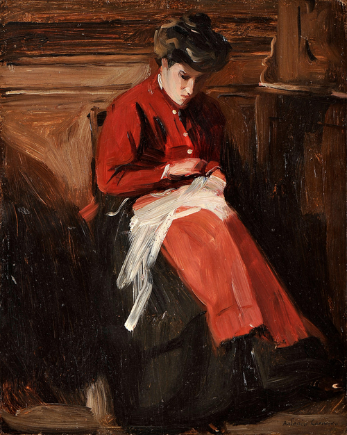 Senhora costurando, 1900, António Carneiro