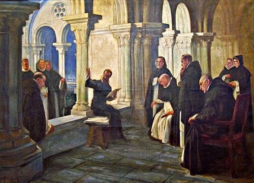 Camões reading «Os Lusíadas» to the Friars of São Domingos, 1927, António Carneiro