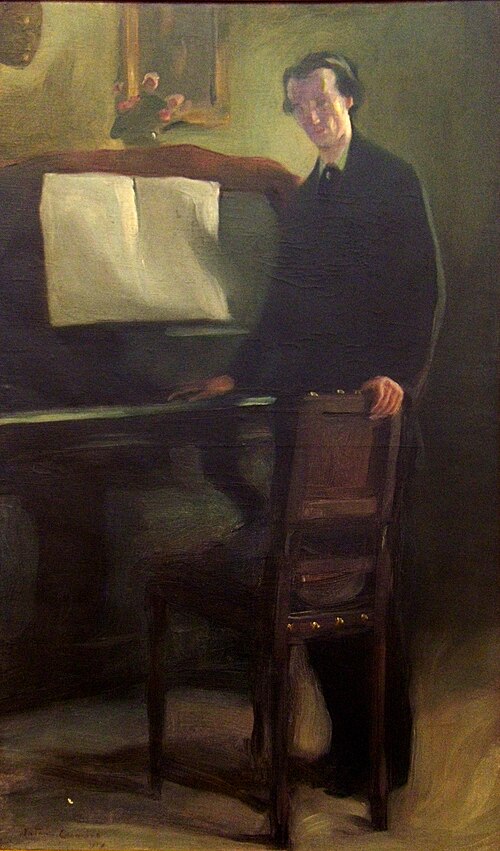 Cláudio ao piano, 1917, António Carneiro